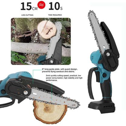 DIYCraftersHub 8" Inch Cordless Wood Cutter Chainsaw with 2x Power Batteries